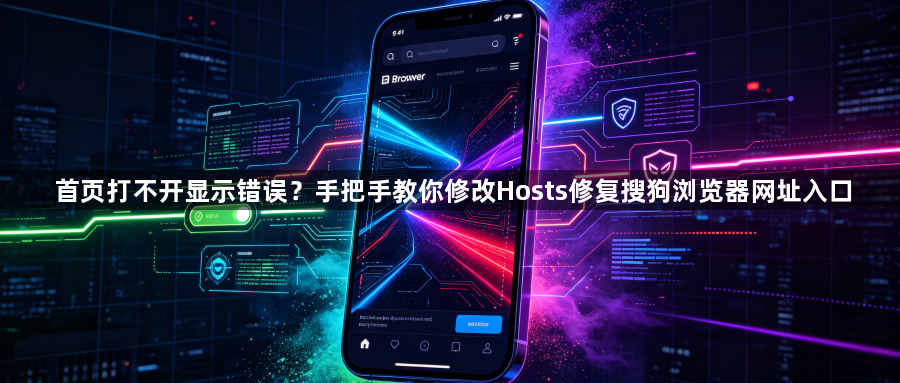 首页打不开显示错误？手把手教你修改Hosts修复搜狗浏览器网址入口1